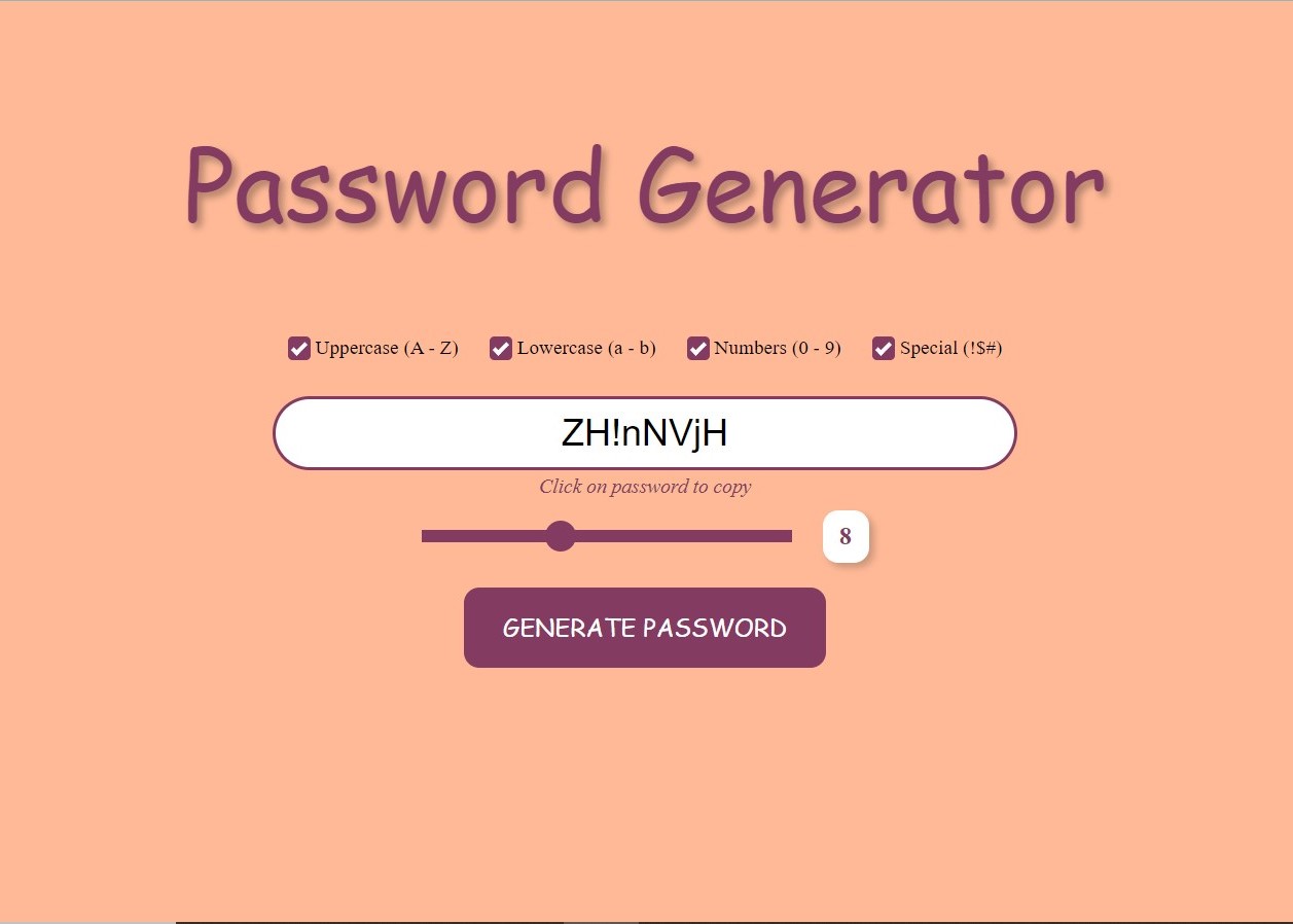 Password Generator application screenshot