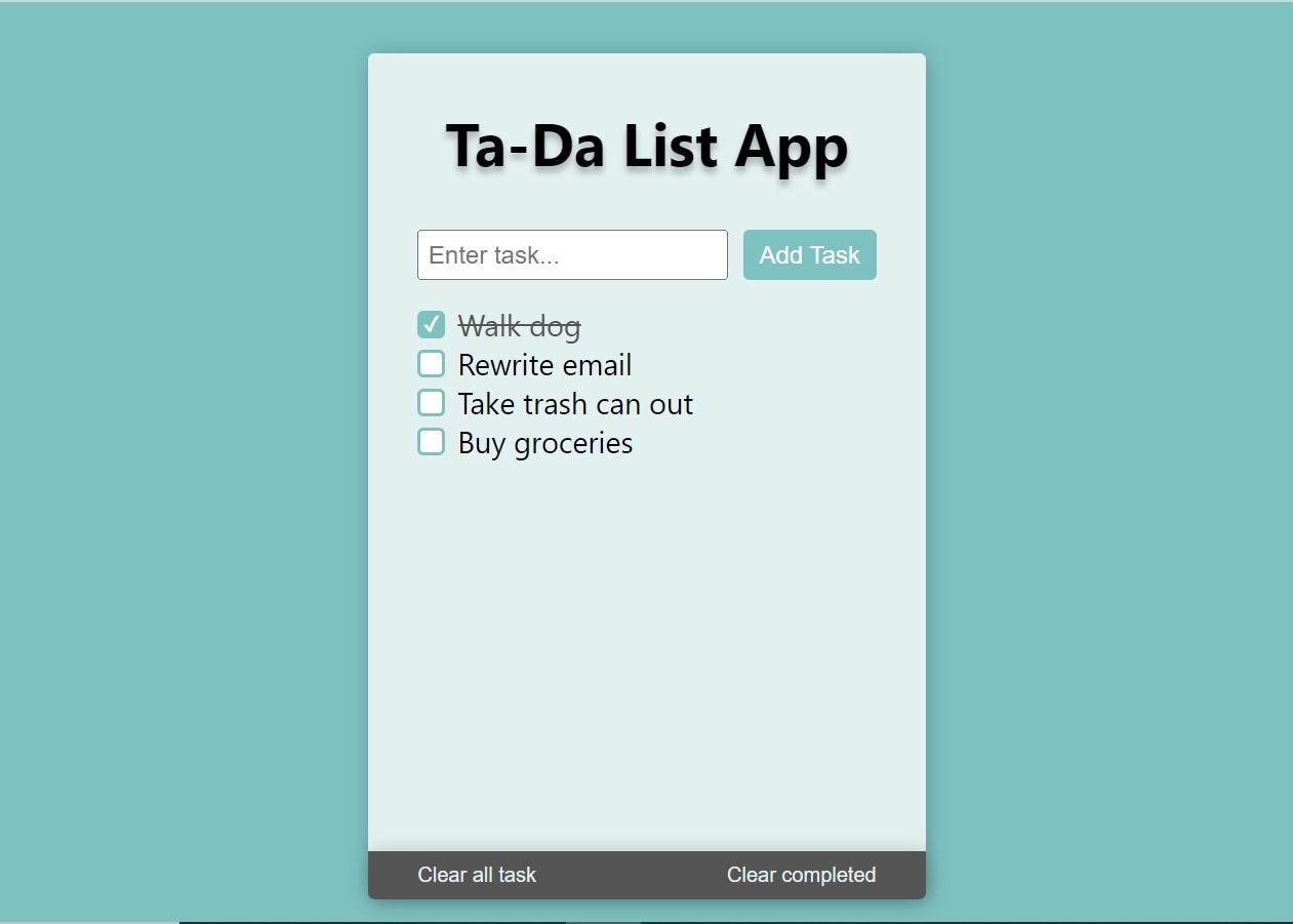 Todo list application screenshot